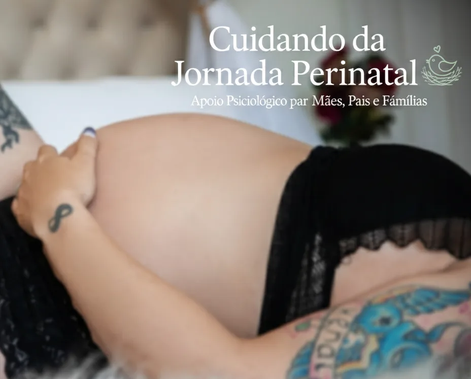 Ilustração da jornada perinatal acompanhada pela psicóloga obstétrica Helen Correia